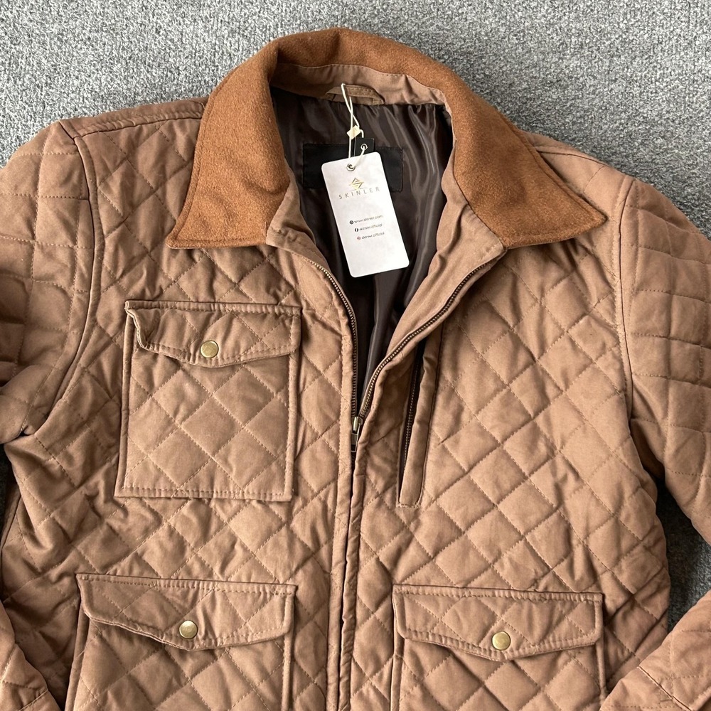 Skinler Jacket Men 48 Brown Quilted Leather Yellowstone Ranch Lined Field Winter